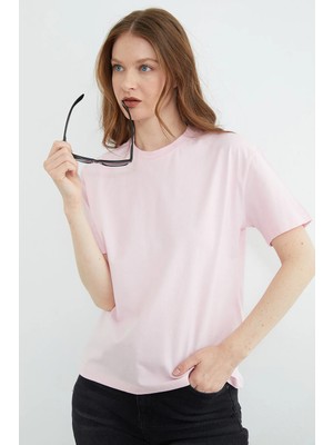 FullaModa Basic Bisiklet Yaka Oversize Tişört