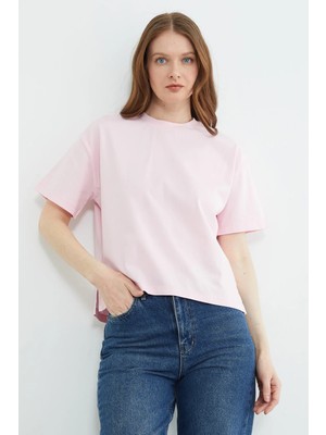 FullaModa Basic Bisiklet Yaka Crop Tişört