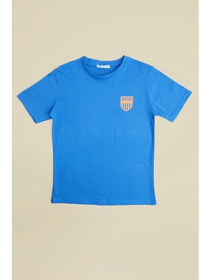 FullaModa Run Baskılı Bisiklet Yaka Erkek Çocuk Tişört