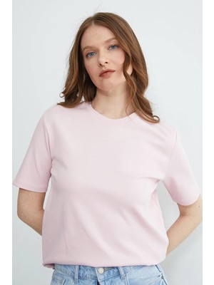 FullaModa Basic Bisiklet Yaka Salaş Tişört