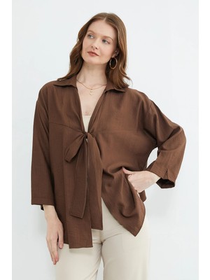 FullaModa Önden Bağlamalı Krinkıl Kimono