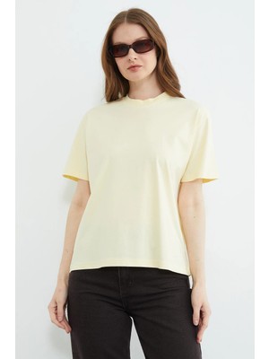 FullaModa Basic Bisiklet Yaka Oversize Tişört