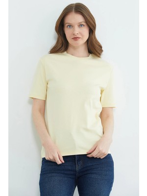 FullaModa Basic Bisiklet Yaka Salaş Tişört