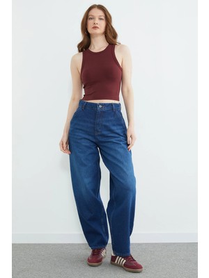 FullaModa Yüksek Bel Şalvar Jean