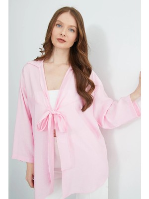 FullaModa Önden Bağlamalı Krinkıl Kimono