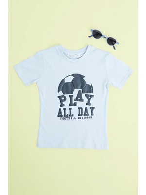 FullaModa Play All Day Yazı Baskılı Erkek Çocuk Tişört