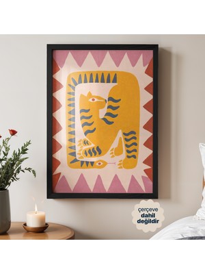Persona Istanbul "mythic Feline" - Sürrealist Folk-Art Poster (Çerçevesiz)