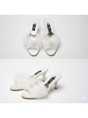 GC Terlikler Boncuk Tüylü Çeyizlik Kadın Terlik 125