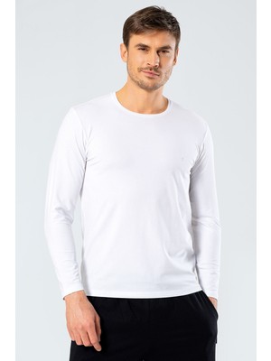 Cacharel Erkek Uzun Kollu T-Shirt 1333/BEYAZ