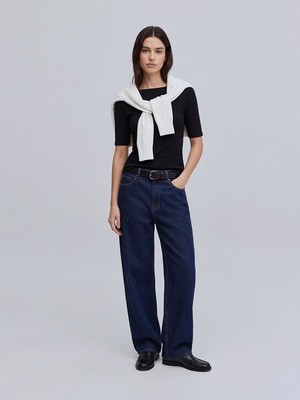 LTB Kayık Yaka Üst Siyah T-Shırt