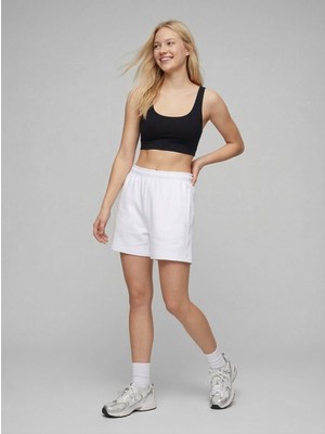 LTB Rahat Kesim Kısa Esnek Örme Beyaz Şort