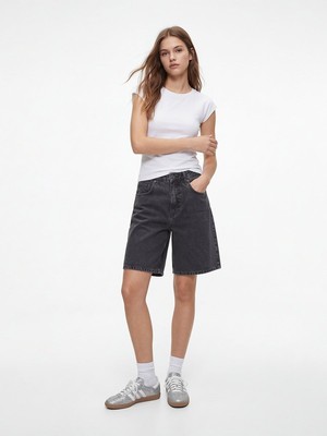 LTB Ay Kol Detaylı Üste Oturan Beyaz T-Shırt