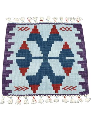 Zehra Abla Halı Yeni El Dokuma Kare Köşe Sandalye Minderi Pınarbaşı Kayseri Yün Kilim 7108