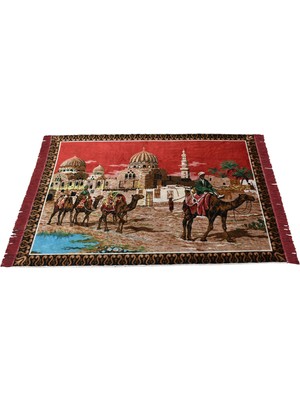 Zehra Abla Halı Yeni Emsalsiz Doğa Tasvirli Deve Kervanı Temalı Duvar Halısı 7189