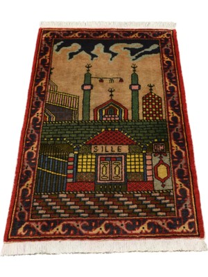Zehra Abla Halı Yeni El Dokuması Seccade Mihraplı Mevlana Sille Konya Yün Halı 7135
