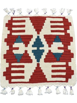 Zehra Abla Halı Yeni El Dokuma Kare Köşe Sandalye Minderi Pınarbaşı Kayseri Yün Kilim 7110