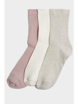 DeFacto Kadın Simli Parıltılı 3'lü Pamuklu Uzun Çorap H3794AXNS