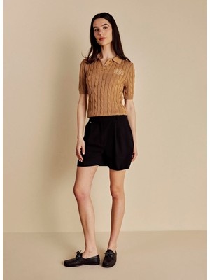 Brooks Brothers Normal Bel Standart Siyah Kadın Şort BBSS26FSO007