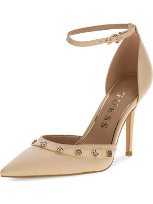 Guess %90 Koyun Derisi, %10 Poliüretan Krem Kadın Topuklu Ayakkabı FLPNAALEA08