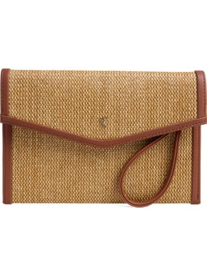 Fabrika %80 Polyester, %20 Poliüretan Taba Kadın Portföy Çanta Becky-Monte