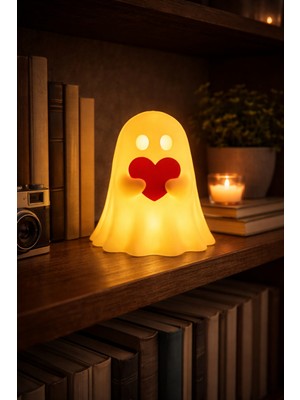 Printella LED Kalpli Sevimli Hayalet Gece Lambası Dekoratif Masa Lambası Ortam Aydınlatma