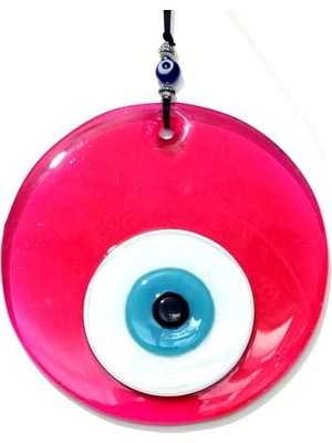 Derin Stok Şeffaf Pembe El Yapımı Cam Nazar Boncuklu Duvar Dekoru