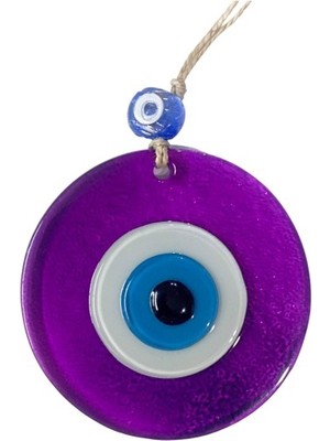Derin Stok Şeffaf Mor Nazar Boncuklu Duvar Süsü 10 cm Cam Duvar Dekoru
