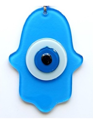 Derin Stok Nazar Boncuklu Bebek Mavisi Renginde Fatma Ana Bereket Eli Cam Duvar Süsü