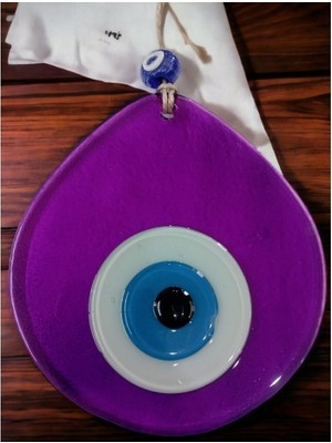 Derin Stok Nazar Boncuklu Şeffaf Mor Renk Nazar Boncuklu Damla Desen El Yapımı Duvar Süsü