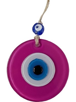 Derin Stok Pembe Nazar Boncuklu Duvar Süsü 10 cm Cam Duvar Dekoru