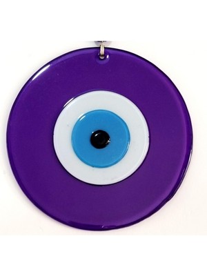 Derin Stok Nazar Boncuklu Mor Renk 20 Santimetre Çapında Cam Duvar Süsü