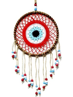 Derin Stok Kırmızı Motifli Renkli Boncuklu El Yapımı Duvar Süsü