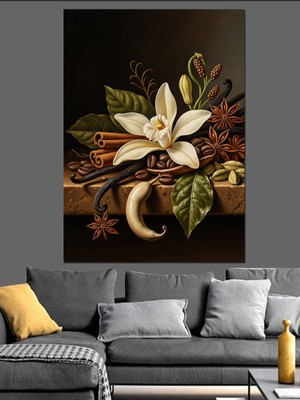 Karizma Tablo Baharatlar ve Tarçın Çubukları Natürmort Dekoratif Kanvas - Mdf Ahşap Tablo