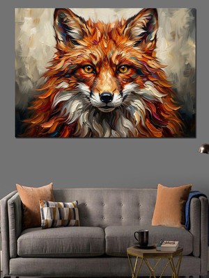 Karizma Tablo Sanatsal Fırça Darbeli Kızıl Tilki Dekoratif Kanvas - Mdf Ahşap Tablo