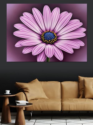 Karizma Tablo Mor Yapraklı Büyük Papatya Çiçeği Dekoratif Kanvas - Mdf Ahşap Tablo