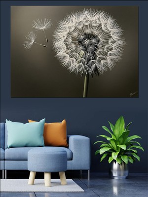 Karizma Tablo Kara Hindiba Tohumları ve Rüzgar Dekoratif Kanvas - Mdf Ahşap Tablo