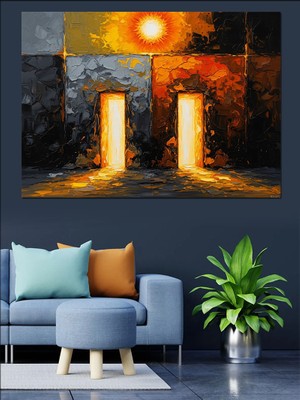 Karizma Tablo Işıklı Kapılardan Geçen Güneş Manzarası Dekoratif Kanvas - Mdf Ahşap Tablo