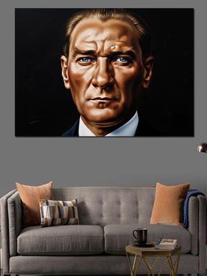 Karizma Tablo Atatürk Yağlı Boya Portre Çalışması Dekoratif Kanvas - Mdf Ahşap Tablo