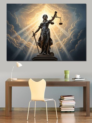 Karizma Tablo Adalet Tanrıçası Themis Heykeli Görseli Dekoratif Kanvas - Mdf Ahşap Tablo