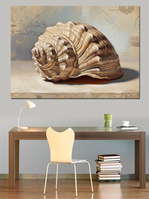 Karizma Tablo Deniz Kabuğu Yakın Çekim Detayı Dekoratif Kanvas - Mdf Ahşap Tablo