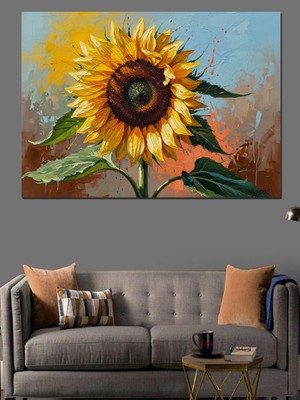 Karizma Tablo Güneşin Işıltısında Büyük Ayçiçeği Dekoratif Kanvas - Mdf Ahşap Tablo