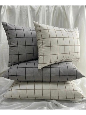 Voddi 4 Adet Fermuarlı,desenli | 50X70 cm Yastık Kılıfı | %70 Pamuk | Overlok Dikim