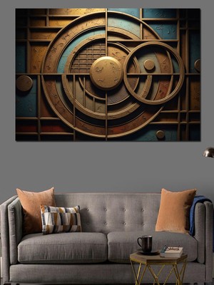 Karizma Tablo Antik Mekanik Çarklar ve Dişliler Dekoratif Kanvas - Mdf Ahşap Tablo