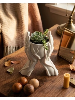 Store Mania Ieg™ Minimalist El Tasarımlı Dekoratif 3D Saksı Vazo Modern Masa Dekoru