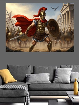 Karizma Tablo Atlı Roma Savaşçıları Meydan Savaşı Dekoratif Kanvas - Mdf Ahşap Tablo