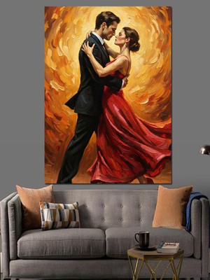 Karizma Tablo Dans Eden Romantik Aşık Çift Dekoratif Kanvas - Mdf Ahşap Tablo