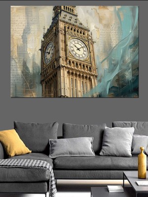 Karizma Tablo Tarihi Saat Kulesi Yakın Plan Dekoratif Kanvas - Mdf Ahşap Tablo