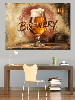 Karizma Tablo  Nostaljik Bira Bardağı Dekoratif Kanvas - Mdf Ahşap Tablo