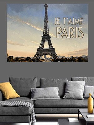 Karizma Tablo Je T'aime Paris Eyfel Kulesi Dekoratif Kanvas - Mdf Ahşap Tablo