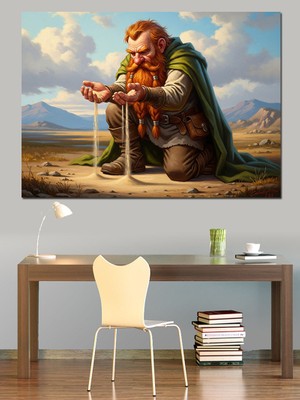 Karizma Tablo Diz Çökmüş Yorgun Savaşçı Figürü Dekoratif Kanvas - Mdf Ahşap Tablo